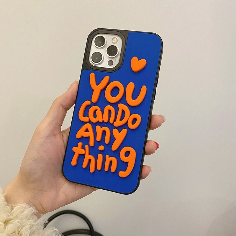 3d Letters Clay Fashion Soft Phone Case For Iphone 13 12 Pro Etsy