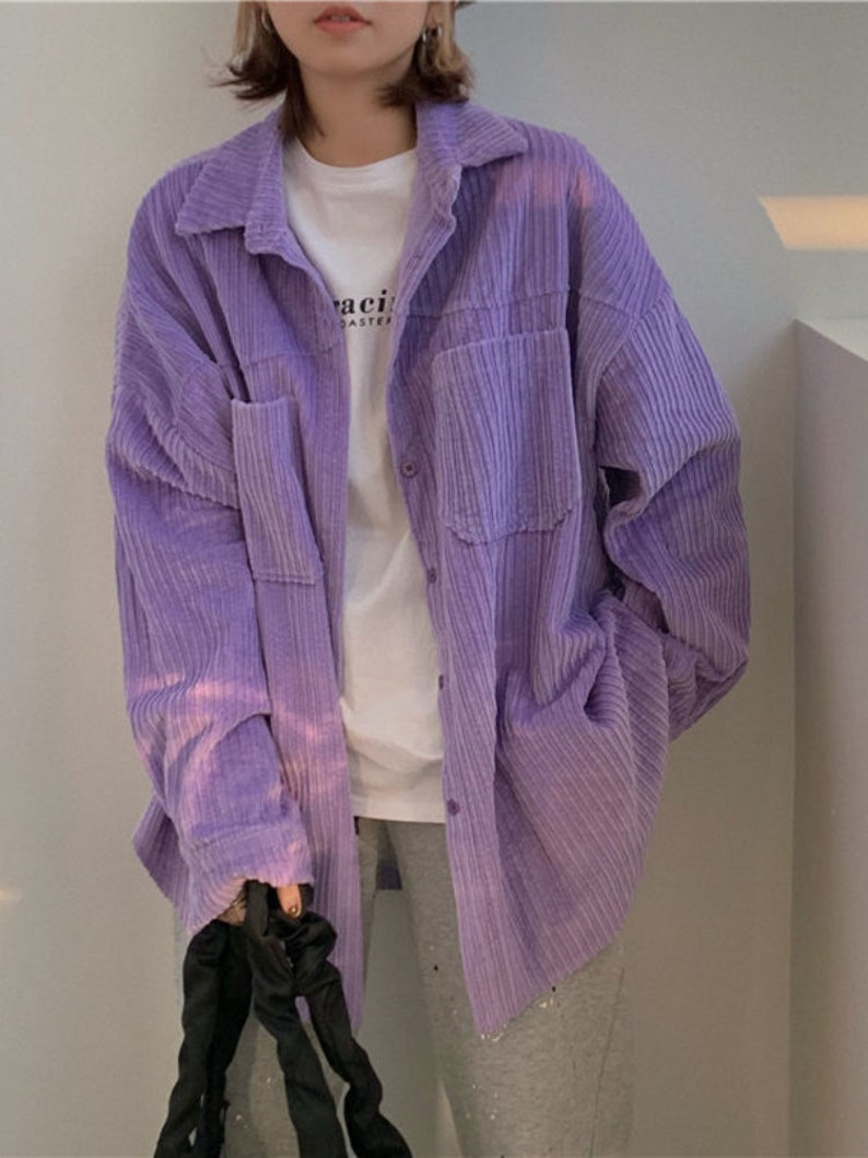Korean Style Y2k Purple Corduroy Shirt Women Fall 2022 Fashion - Etsy