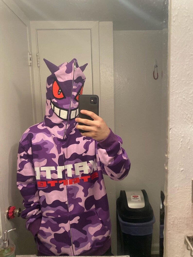 Y2k Emo Men Streetwear Vintage Zip up Demon Hoodies Grunge Etsy New