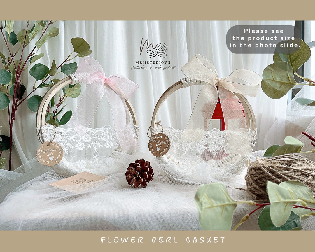 Flower Girl Basket Crochet Basket Boho Flower Girl - Etsy