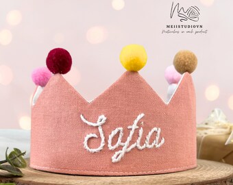 Princess Crown Embroidery Design, Custom Crown For Baby, Birthday Crown Girl 6, Princess Crown Toddler, Linen Birthday Crown, Play Crown