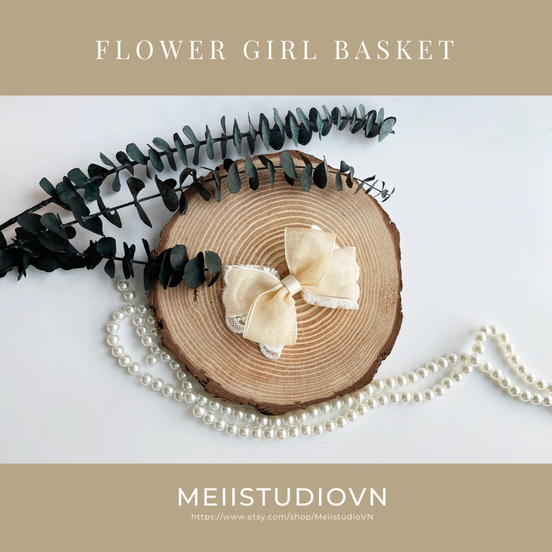 Flower girl basket Basket and Pillow Flower girl basket boho Flower girl basket rustic Flower girl basket and ring bearer set 1 Hair bow only