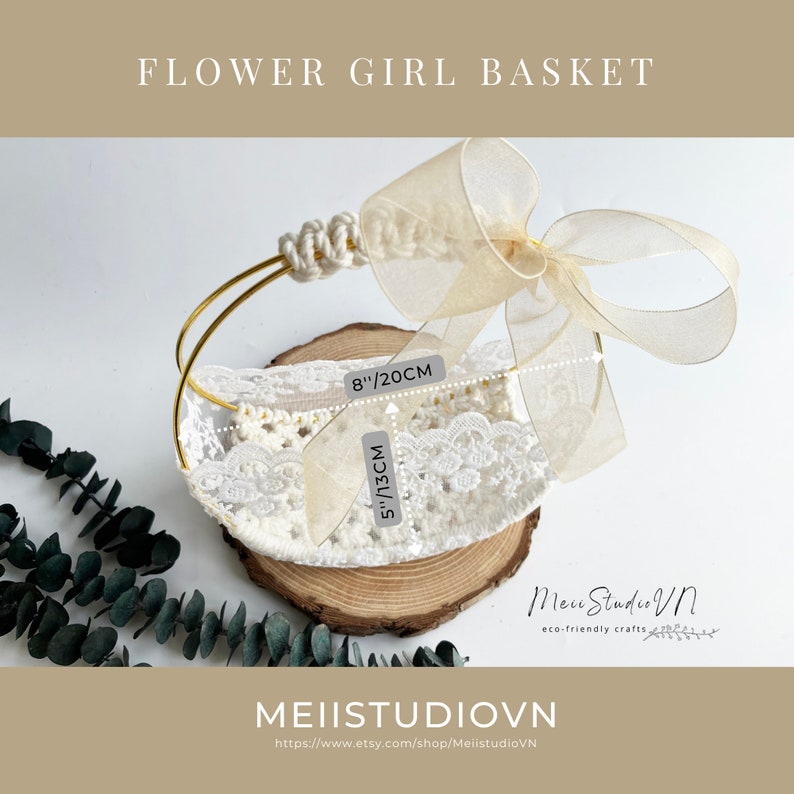 Flower girl basket Basket and Pillow Flower girl basket boho Flower girl basket rustic Flower girl basket and ring bearer set image 4