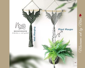 Bat Macrame Plant Hanger, Halloween Goth Home Decor