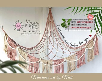 Crochet Squishmallow Hammock, Macrame Stuffed Animal Net, Boho Nursery Decor