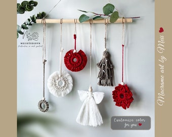 Macrame wall hanging | Unique holiday gift | Ornament Gift Set | Christmas decoration | Macrame pattern | Macrame christmas ornaments