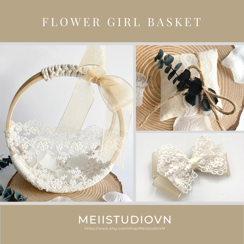 Flower Girl Basket Crochet Basket Boho Flower Girl - Etsy