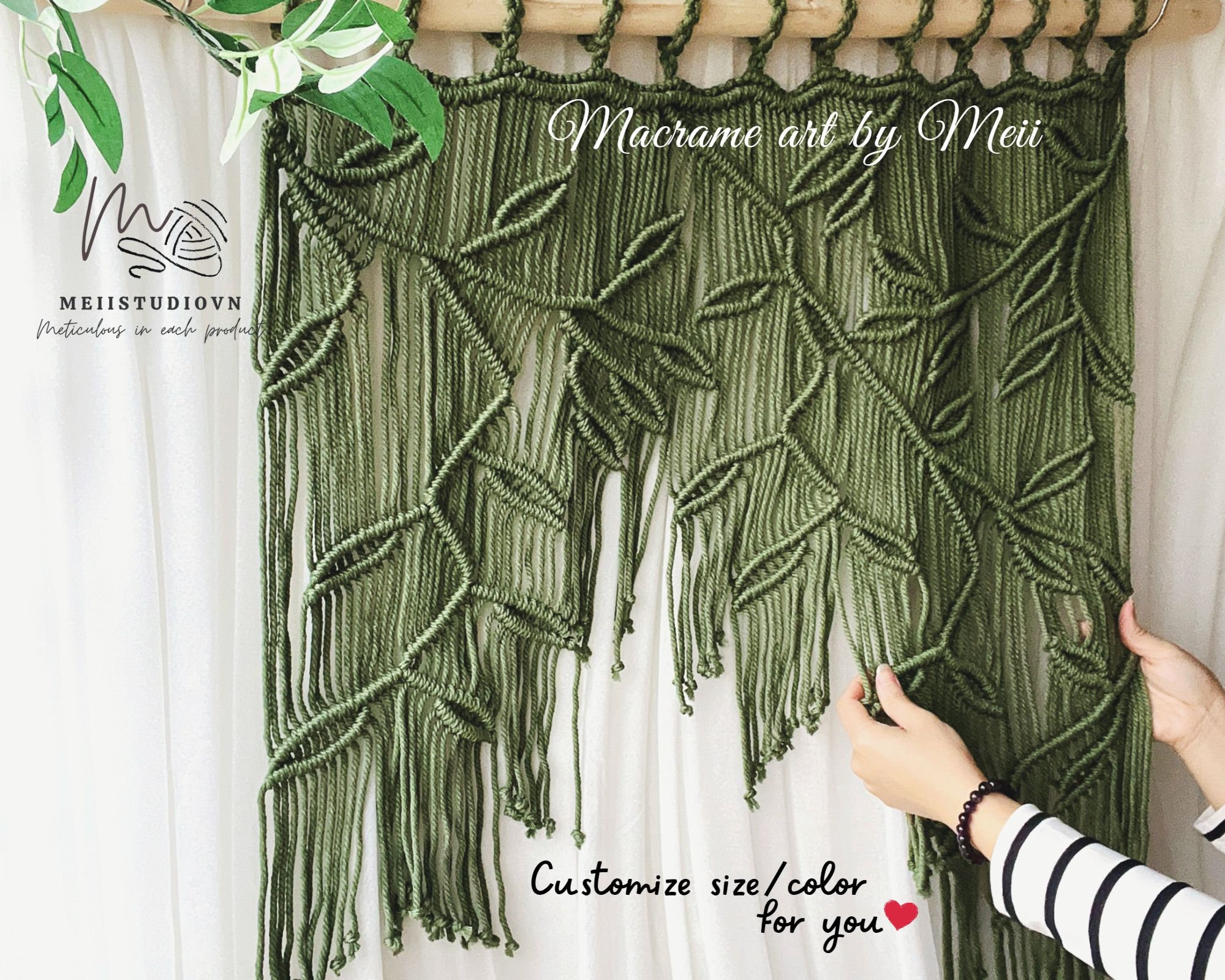 Macrame Curtain Green 