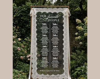Personalized Wedding Seating Chart Sign, Romantic Tulle Lace Banner, Reception Decor