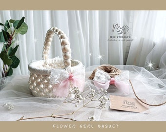 Flower girl basket | Boho flower girl basket | Boho Wedding | Flower girl basket and ring bearer set | Flower girl baskets