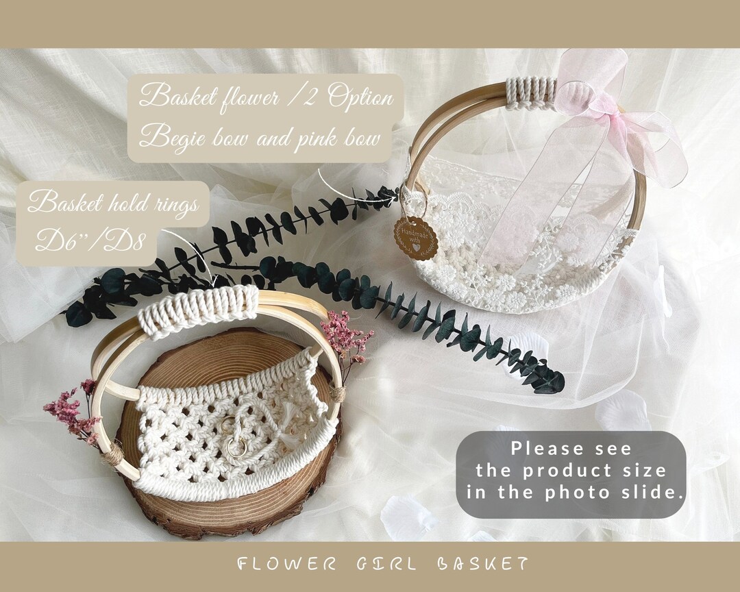 Flower Girl Basket and Ring Bearer Set, Flower Girl Basket, Flower Girl