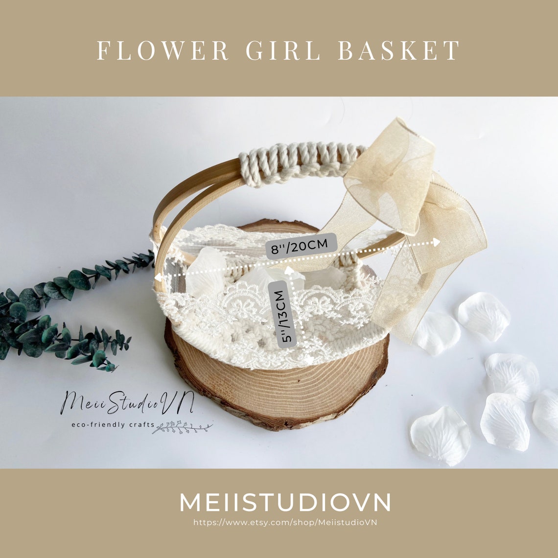 Flower Girl Basket Crochet Basket Boho Flower Girl - Etsy