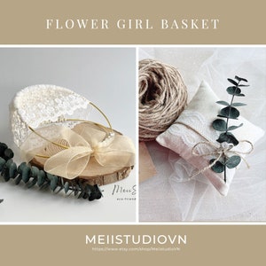 Flower girl basket Basket and Pillow Flower girl basket boho Flower girl basket rustic Flower girl basket and ring bearer set 1 Basket + 1 Pillow