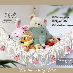 Stuff animal storage | Stuff animal hammock | Stuffed animal net | Macrame Toy Hammock | Kids Room Storage Toy Holder | Boho hanging shelf