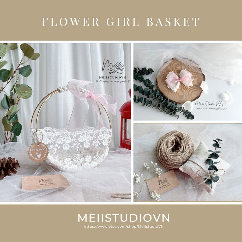 Flower girl basket Basket and Pillow Flower girl basket boho Flower girl basket rustic Flower girl basket and ring bearer set 1Basket+1Pillow+1Bow