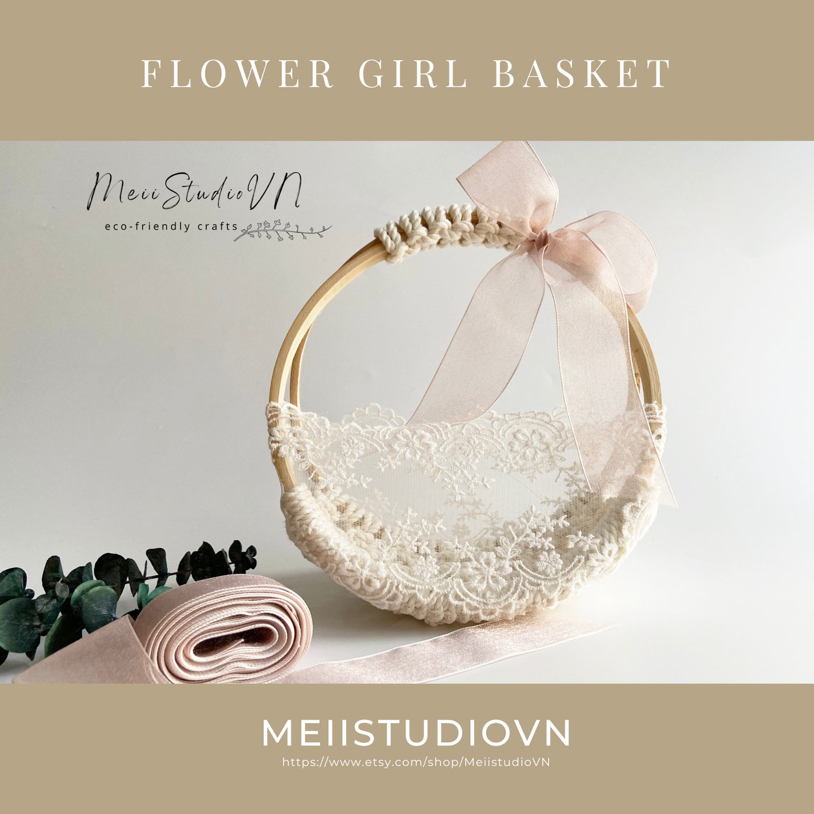 Flower Girl Basket Crochet Basket Boho Flower Girl - Etsy