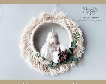 Macrame Christmas Wreath, Advent wreath, Boho Winter Wreath, Christmas Gift, Minimalist Wreath,   Christmas decor indoor, Fall wreath