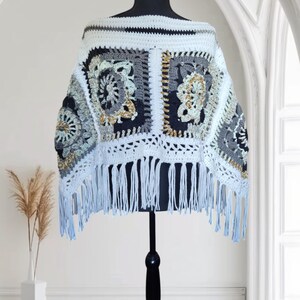Crochet Boho Poncho with Fringes: Cozy Layering Piece