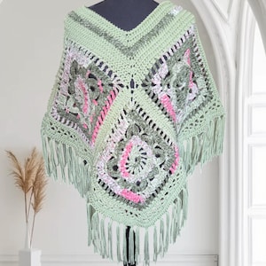Crochet Boho Poncho with Fringes: Cozy Layering Piece