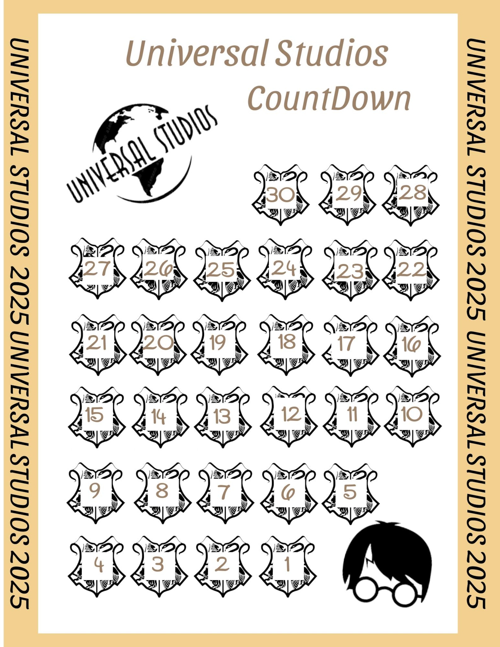Printable Universal Studios 2024 and 2025 Travel Countdown Calendars Etsy