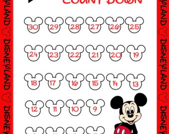 Printable Disneyland Travel Countdown Calendar Instant Digital download