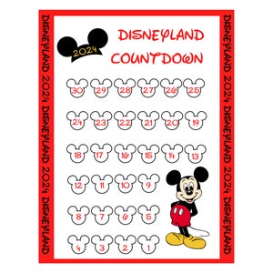 2024 and now 2025 Printable Disneyland Travel Countdown Calendar Instant Digital download