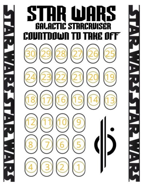 Printable Star Wars Galactic Starcruiser Travel Countdown Calendar Instant Digital Download - Etsy