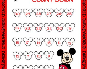 Printable Disneyworld Travel Countdown Calendar Instant Digital Download
