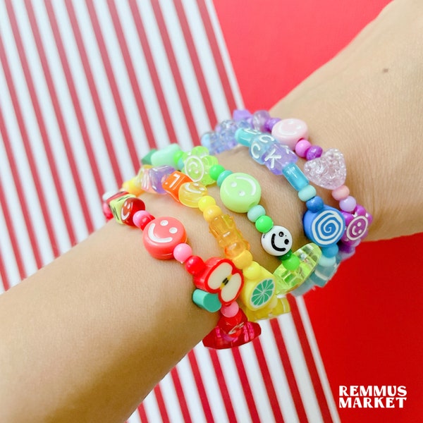 y2k beads bracelet | custom bracelet | colorful beaded bracelet | friendship bracelet | rainbow beads bracelet | Cute beads bracelet
