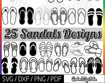 Sandals SVG file, Flip flop vector, Graphics for Silhouette and Cricut, Summer vibes clip art cut files, Digital designs for DIY projects