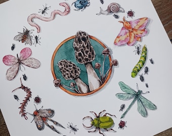 Bug Parade - 8x8 Art Print - Unique, Colorful Insect Painting