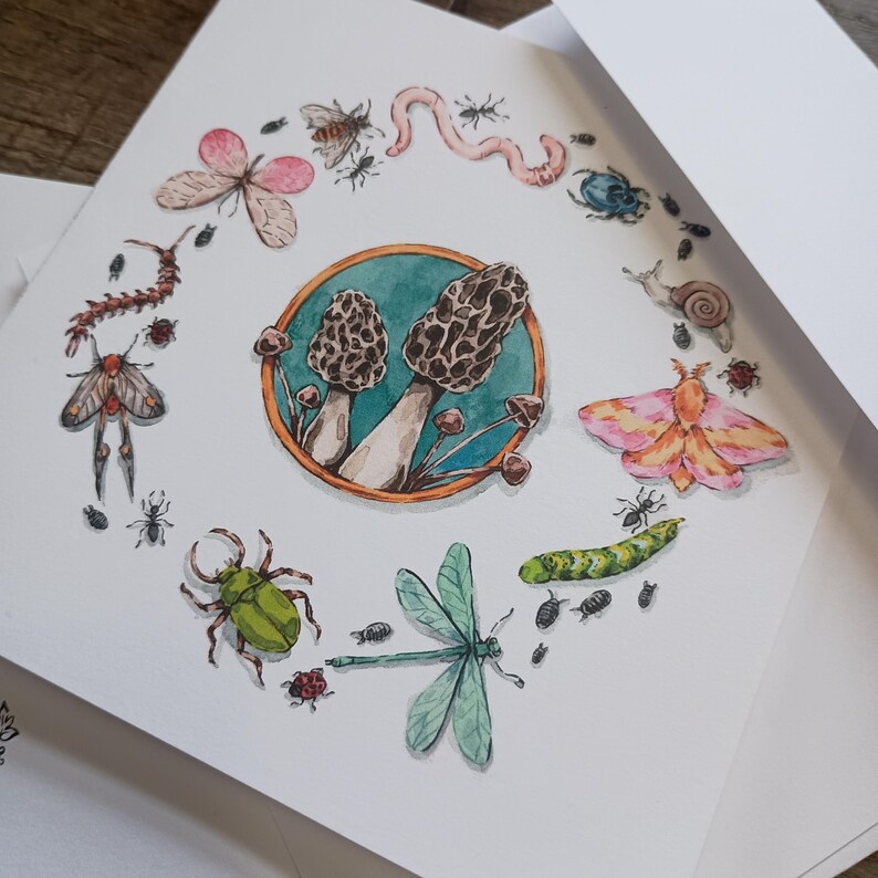 Insect Ritual Card Greeting Card - Bug Parade - 5x5 Colorful Insects, Unique Blank Card - Etsy