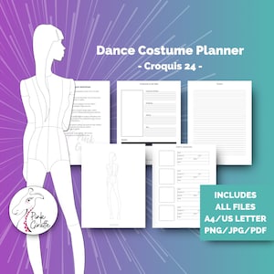 Teen croquis & dance costume designer planner 24 printable