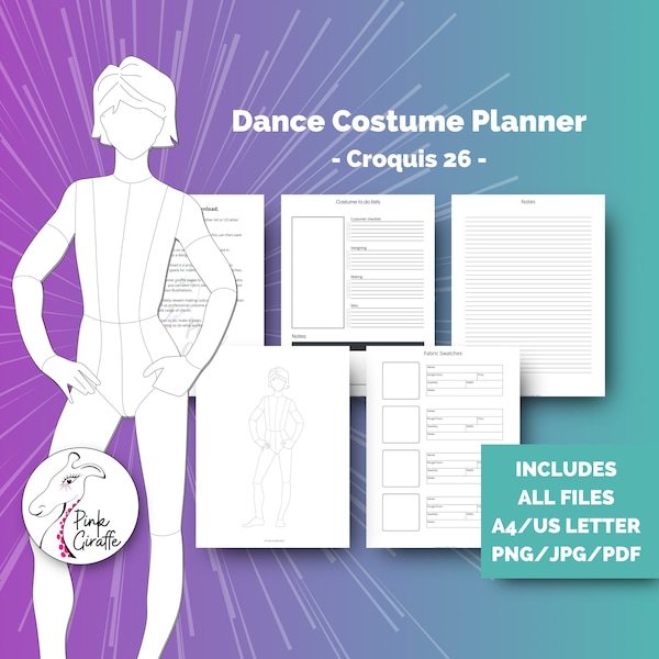 Teen croquis & dance costume designer planner 26 printable