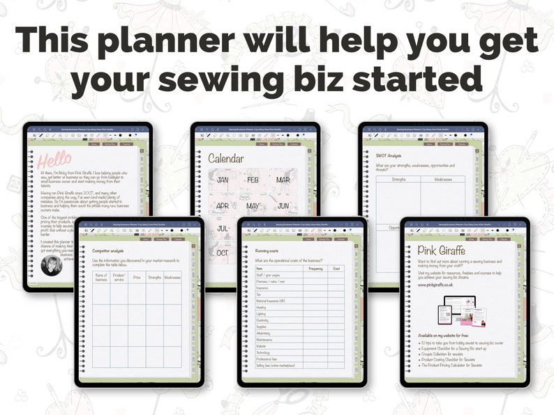Sewing Business Startup Planner PDF Download Calendar New Business Plan