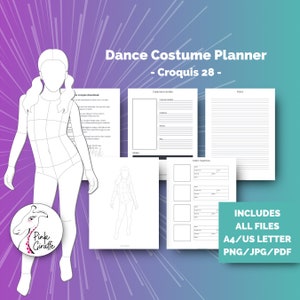 Child croquis & dance costume designer planner 28 printable