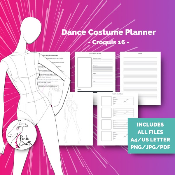 Basic croquis & dance costume designer planner 16 printable