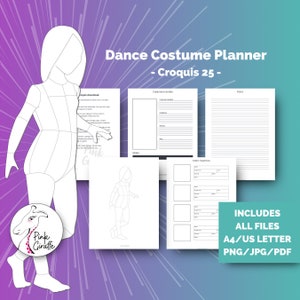 Child croquis & dance costume designer planner 25 printable