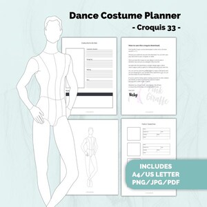 Rechteckiger Croquis & Dance Kostüm Designer Planer 33 printable