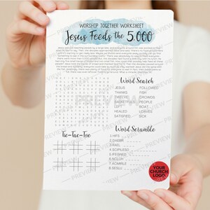 PERSONALIZED Worship Together Worksheet: Jesus Feeds the 5,000