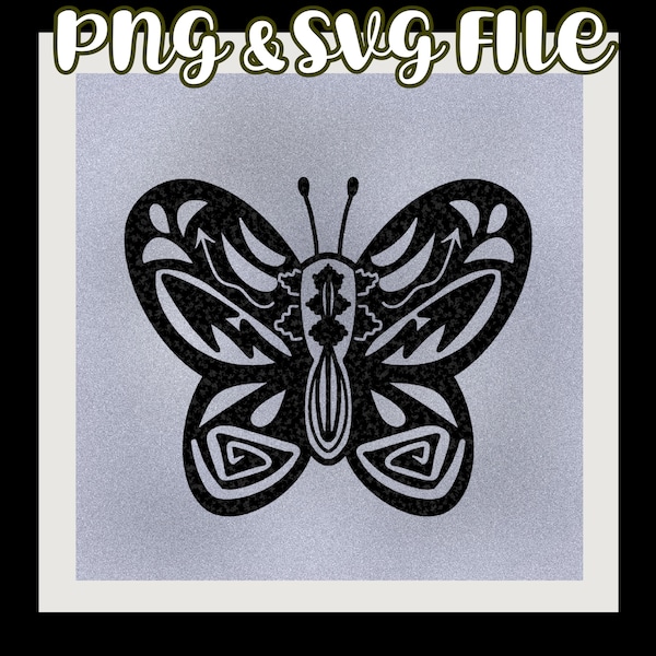 Navajo Pottery Butterfly SVG PNG Sublimation, Cricut, DTF Clipart File