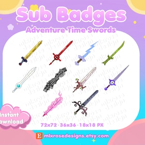 Adventure Time Swords Sub/Bit Badges - Twitch - Discord - Stream | Adventure Finn & Jake, Badges for Streamers
