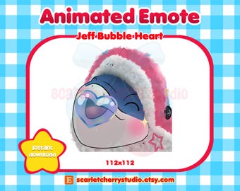 Jeff the Shark Bubble Heart Animated Emote | Twitch Emotes | Animated Emotes Twitch | Shark Emotes