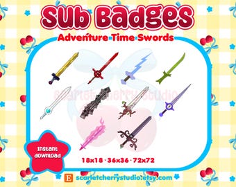 Adventure Time Swords Sub/Bit Badges - Twitch - Discord - Stream | Adventure Finn & Jake, Badges for Streamers