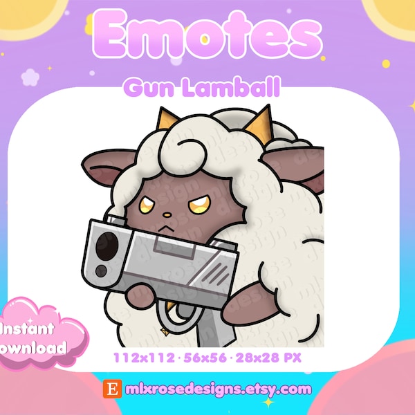 Palworld Gun Lamball Emote for Twitch Streamers, Discord, YouTube | Palworld Emotes, Pokémon Emote, Lamb Overlays, Alerts, Animated Screen