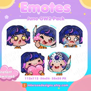 Juno Overwatch Emote Pack for Twitch Streamers, Discord, YouTube | Overwatch Emotes, Juno Emotes, Twitch Overlays, Panels, Alerts