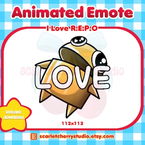 I Love R.E.P.O Horror Game Robot Animated Emote | Digital Download | Cute Emotes | Funny Emotes | Aminated Stickers | R.E.P.O