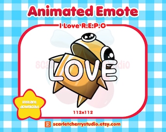 I Love R.E.P.O Horror Game Robot Animated Emote | Digital Download | Cute Emotes | Funny Emotes | Aminated Stickers | R.E.P.O