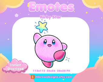 Star Kirby Emote/Channel Point for Twitch Streamers, Discord, YouTube | Cute, Kawaii | Kirby Emotes