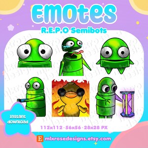 R.E.P.O Horror Game Emote Pack | Digital Download | Cute Emotes | Funny Emotes | Kick | Scary Emotes | Multicolor